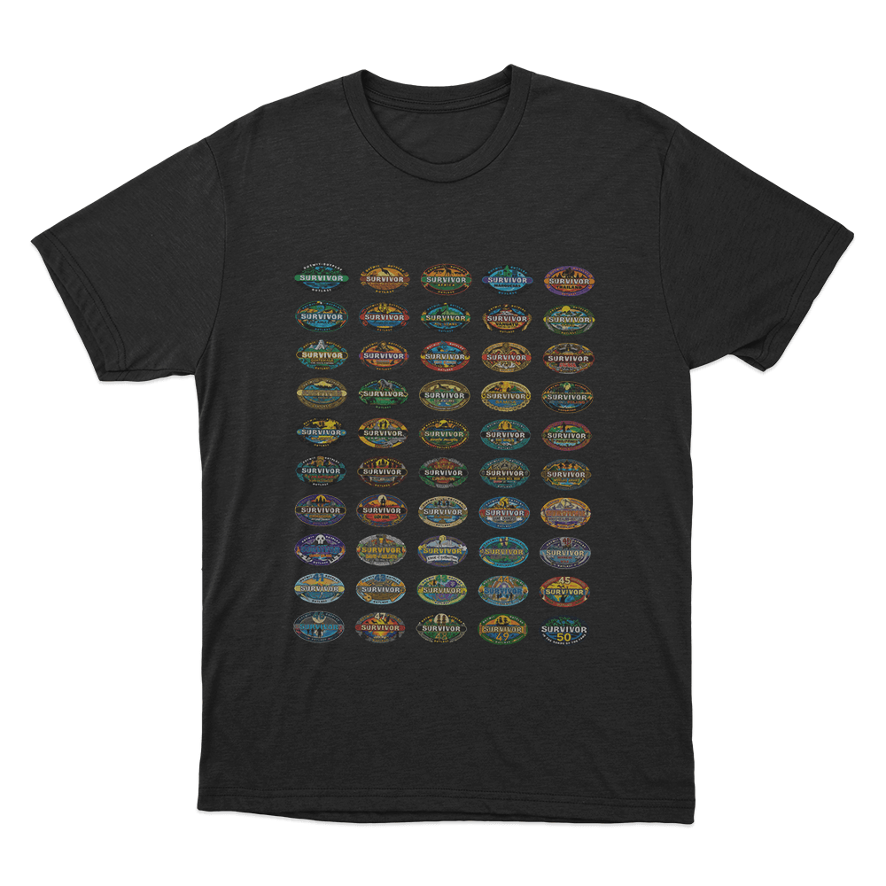 Survivor Seasons Collage Unisex T Shirt Black Survivor Seasons Collage Unisex T Shirt Black