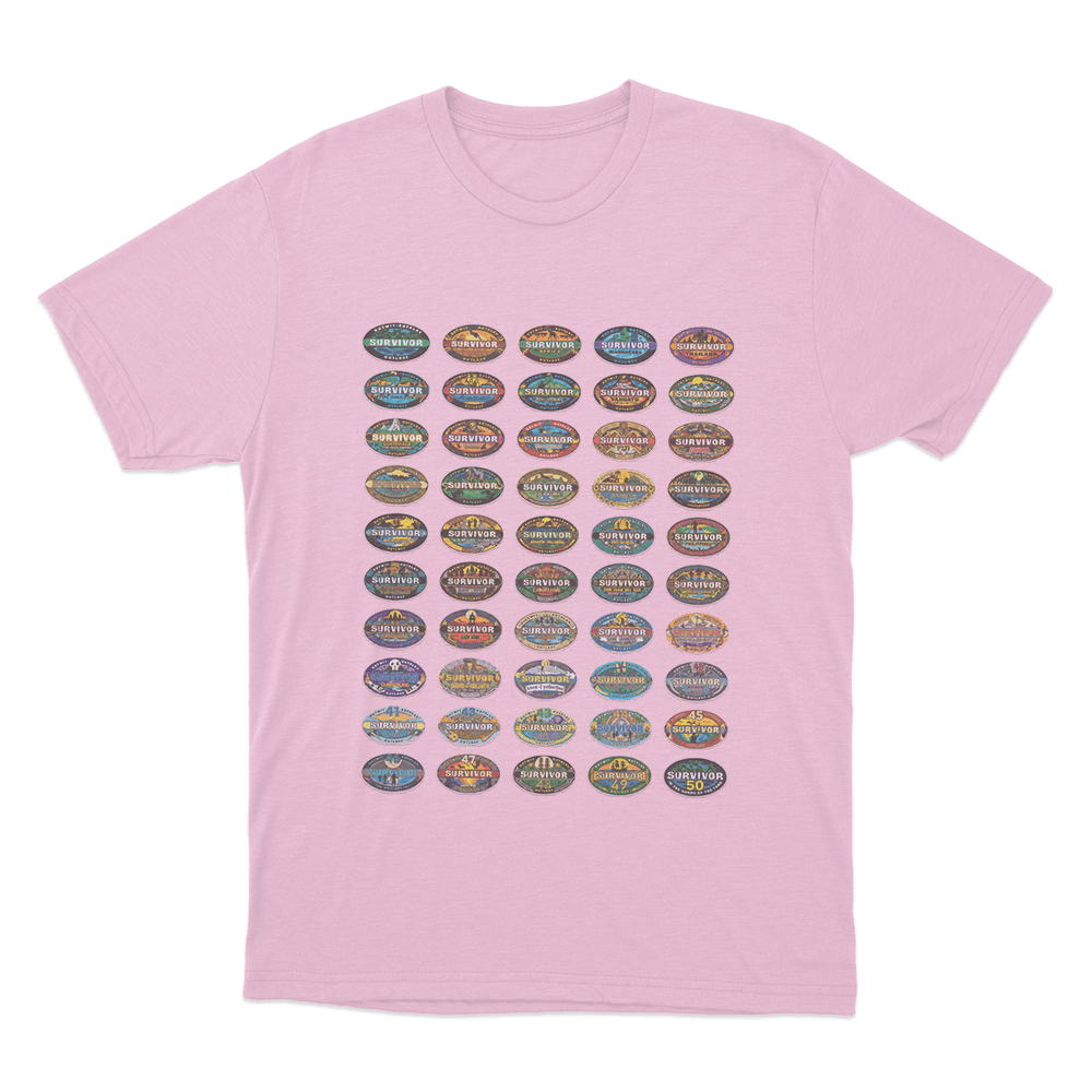 Survivor Seasons Collage Unisex T Shirt Pink Survivor Seasons Collage Unisex T Shirt Pink