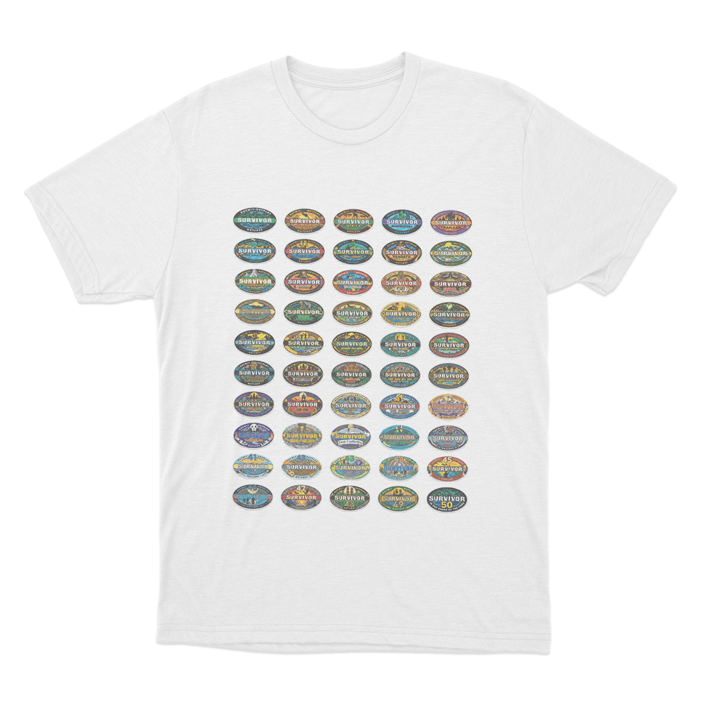 Survivor Seasons Collage Unisex T Shirt White Survivor Seasons Collage Unisex T Shirt White