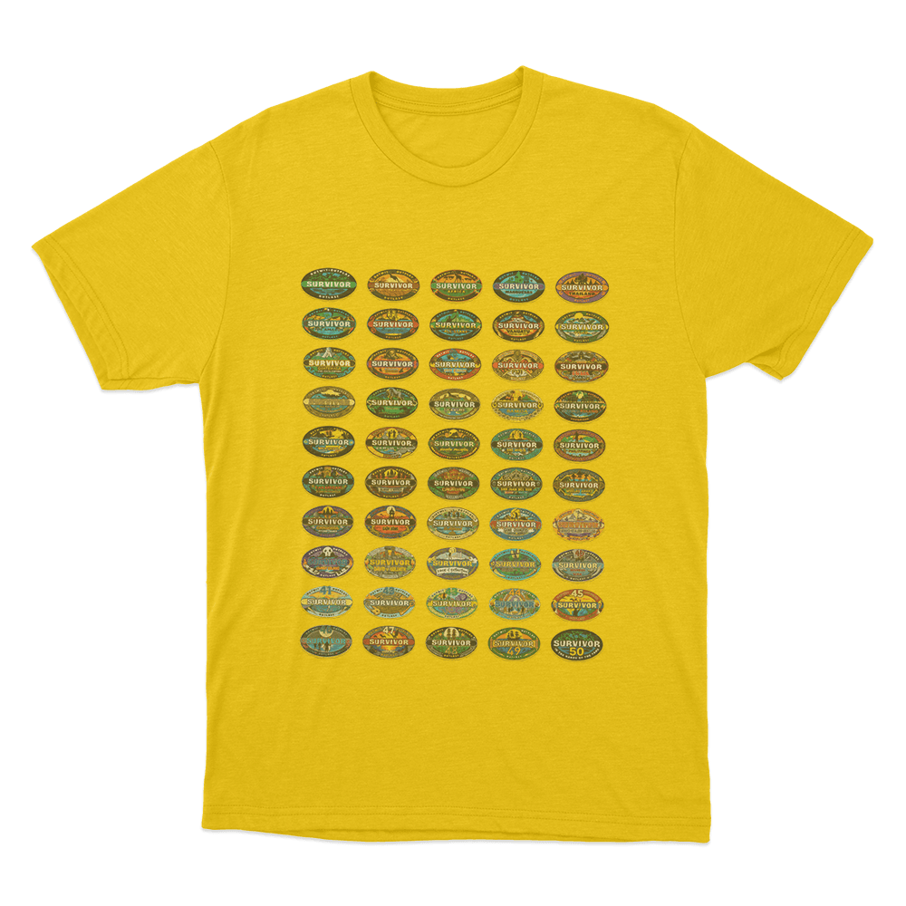 Survivor Seasons Collage Unisex T Shirt Yellow Survivor Seasons Collage Unisex T Shirt Yellow